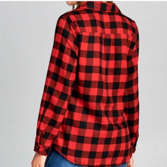 Last 1 S Sherpa Lined Plaid Flannel Button up Top - Picture 5 of 6
